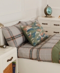 Boys Scout Grey Plaid Organic Bedsheet Set King Flat Sheet